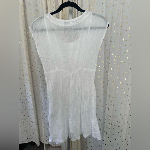 Siganka Maui Hawaii 100% Cotton Bohemian White Floral Embellished Sheer Dress M - Picture 3 of 6